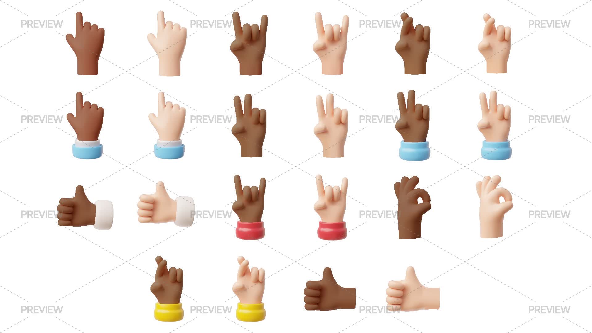 Motion Hand Sticker Positive Hand Gestures - Graphics | Motion Array