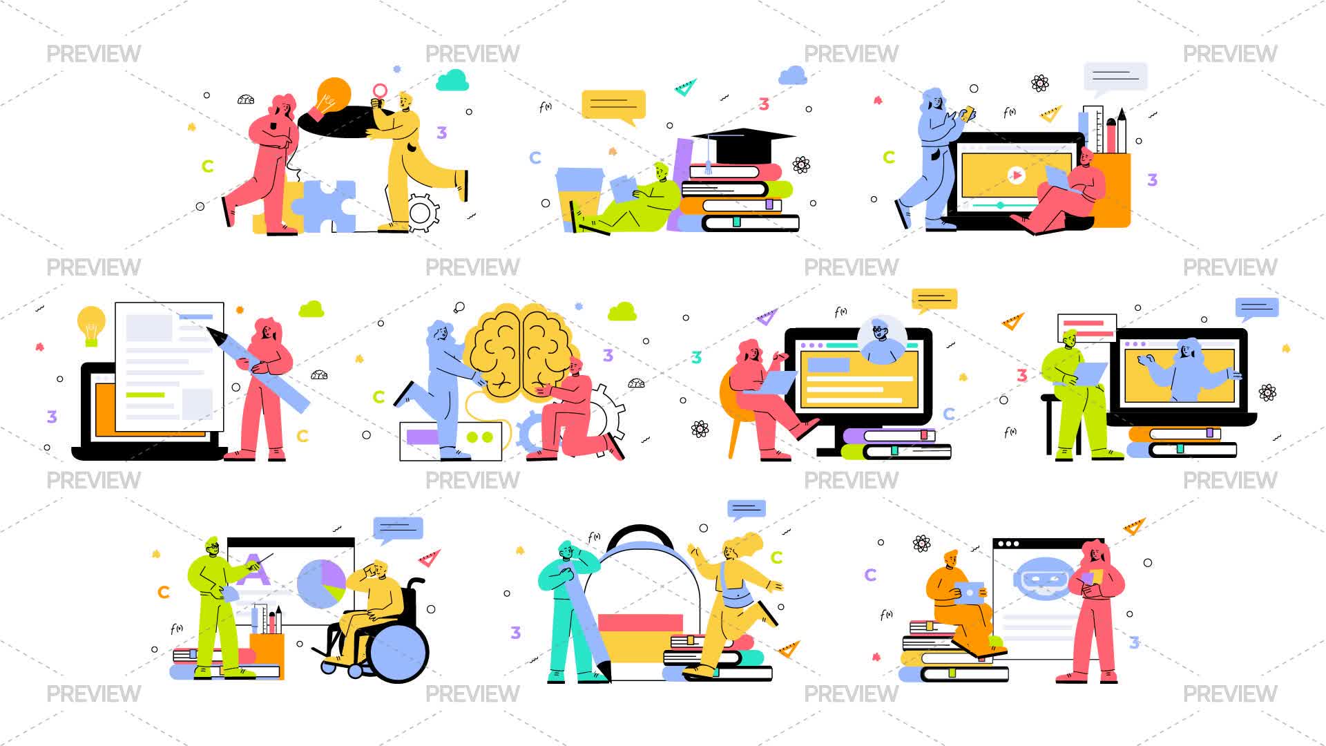 Learning Things Graphics 10 Modern Learning And Education Illustrations - Graphics | Motion Array