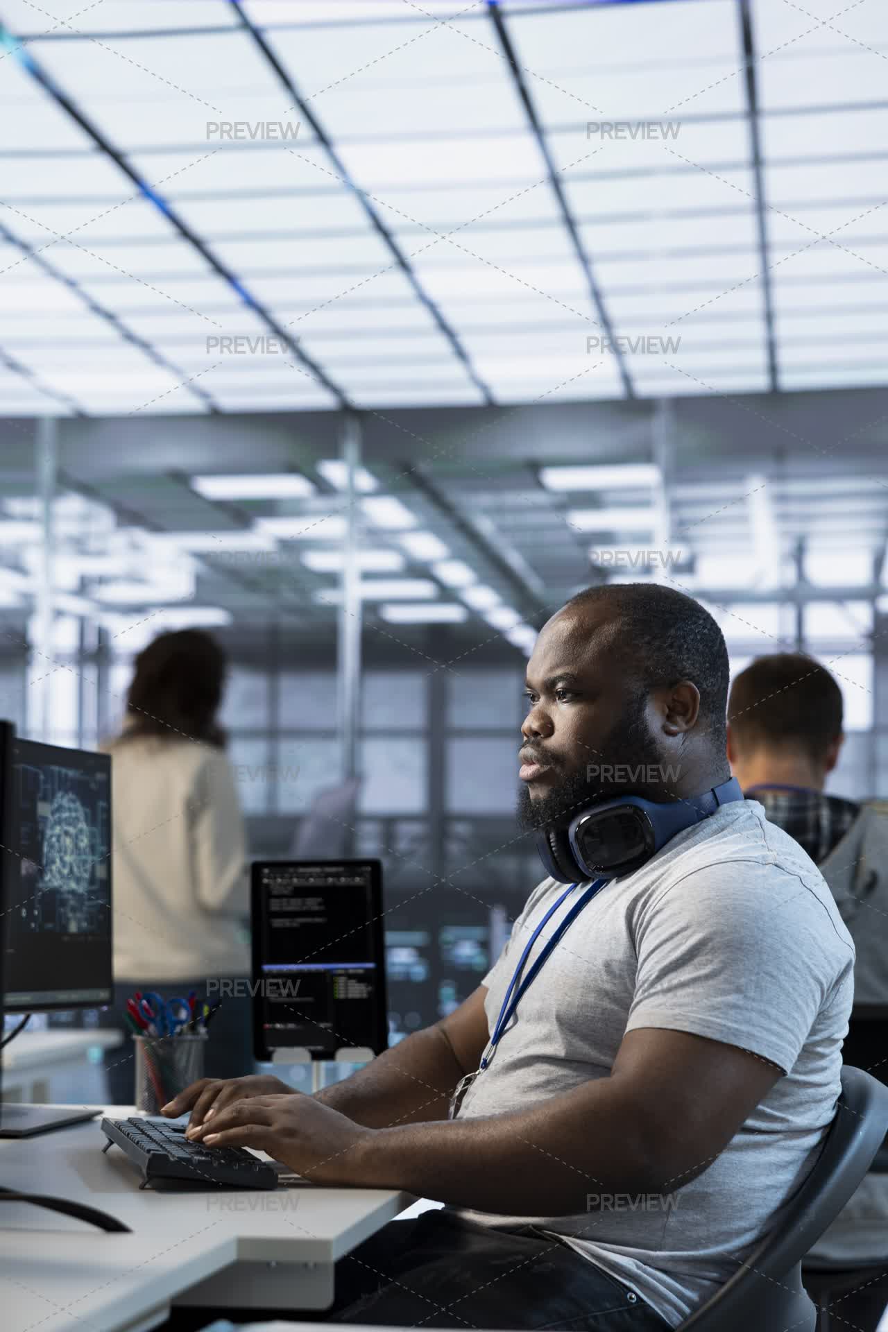 Engineer Working In High Tech Artificial Intelligence Establishment ...