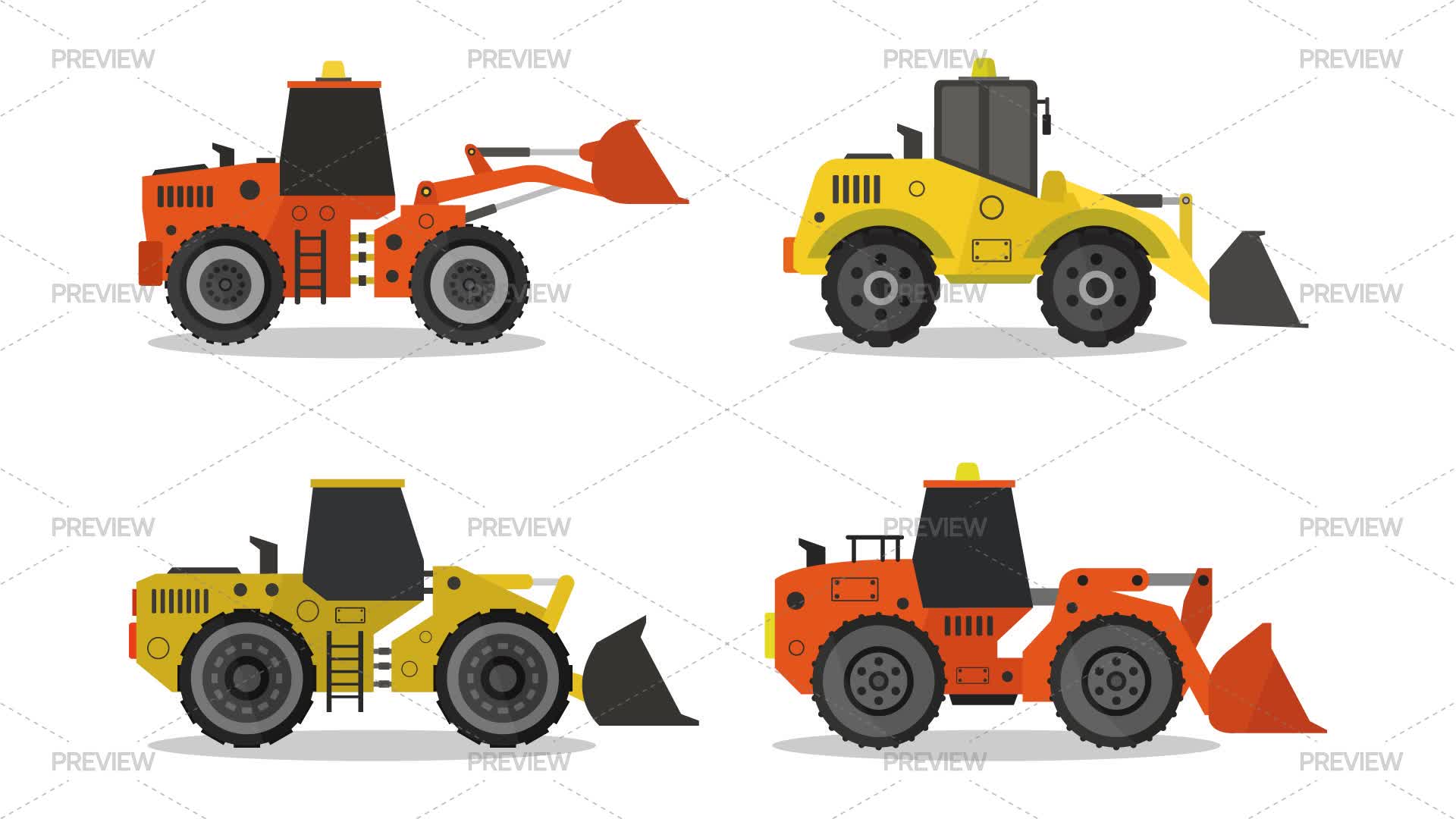 4 Wheel Loaders - Graphics | Motion Array