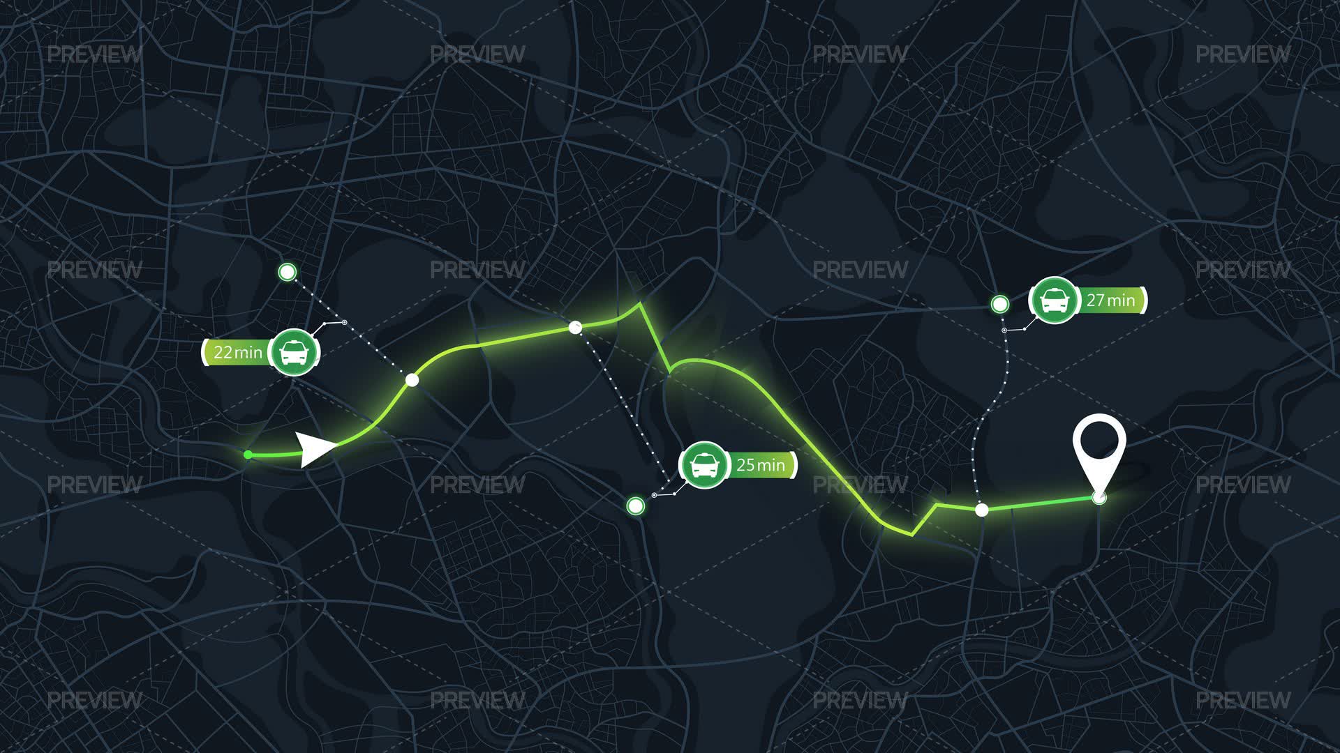 Navigation Route With Alternative Paths - Graphics | Motion Array