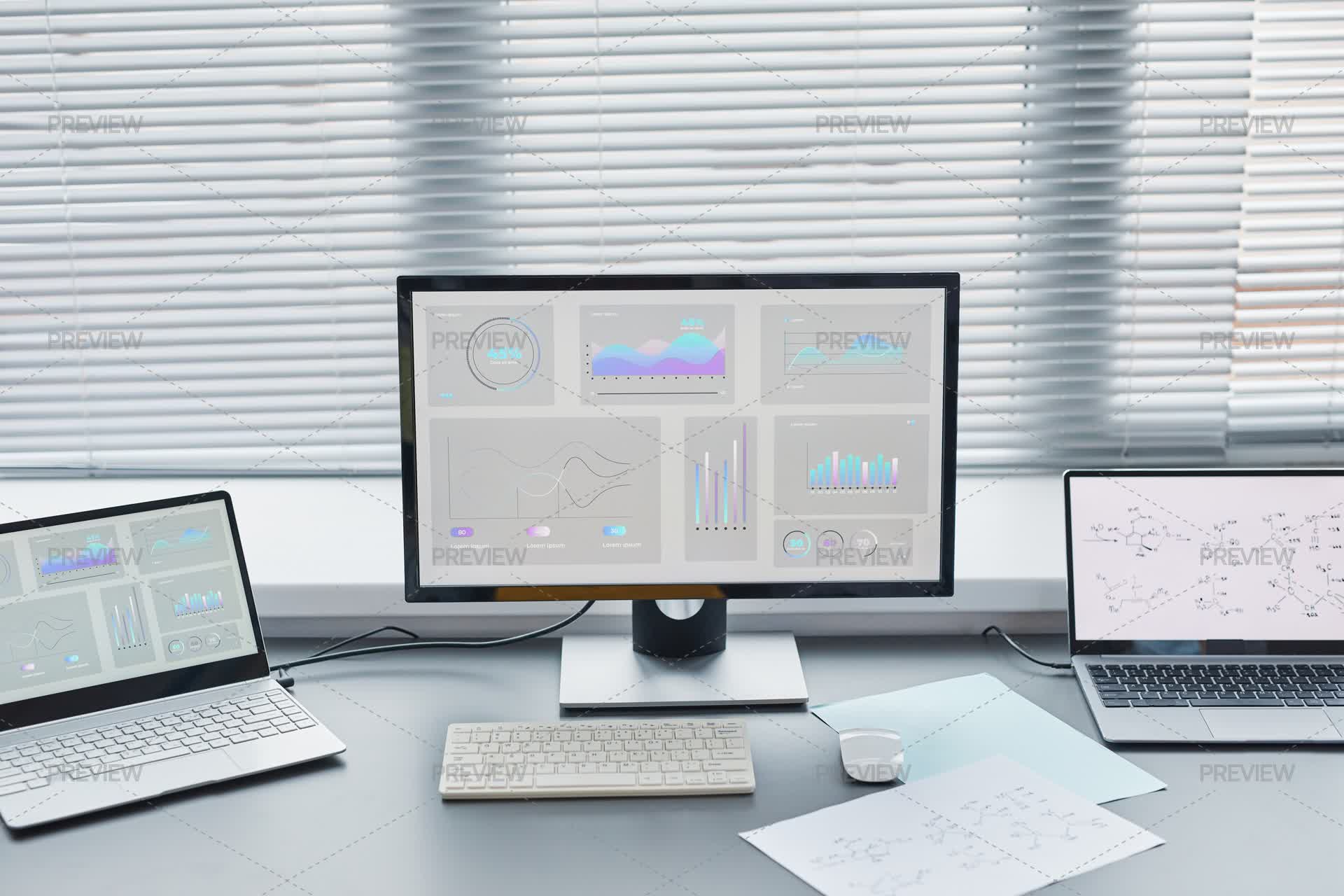 Chart For Computer Science Lab Computer With Charts In The Laboratory - Stock Photos | Motion Array