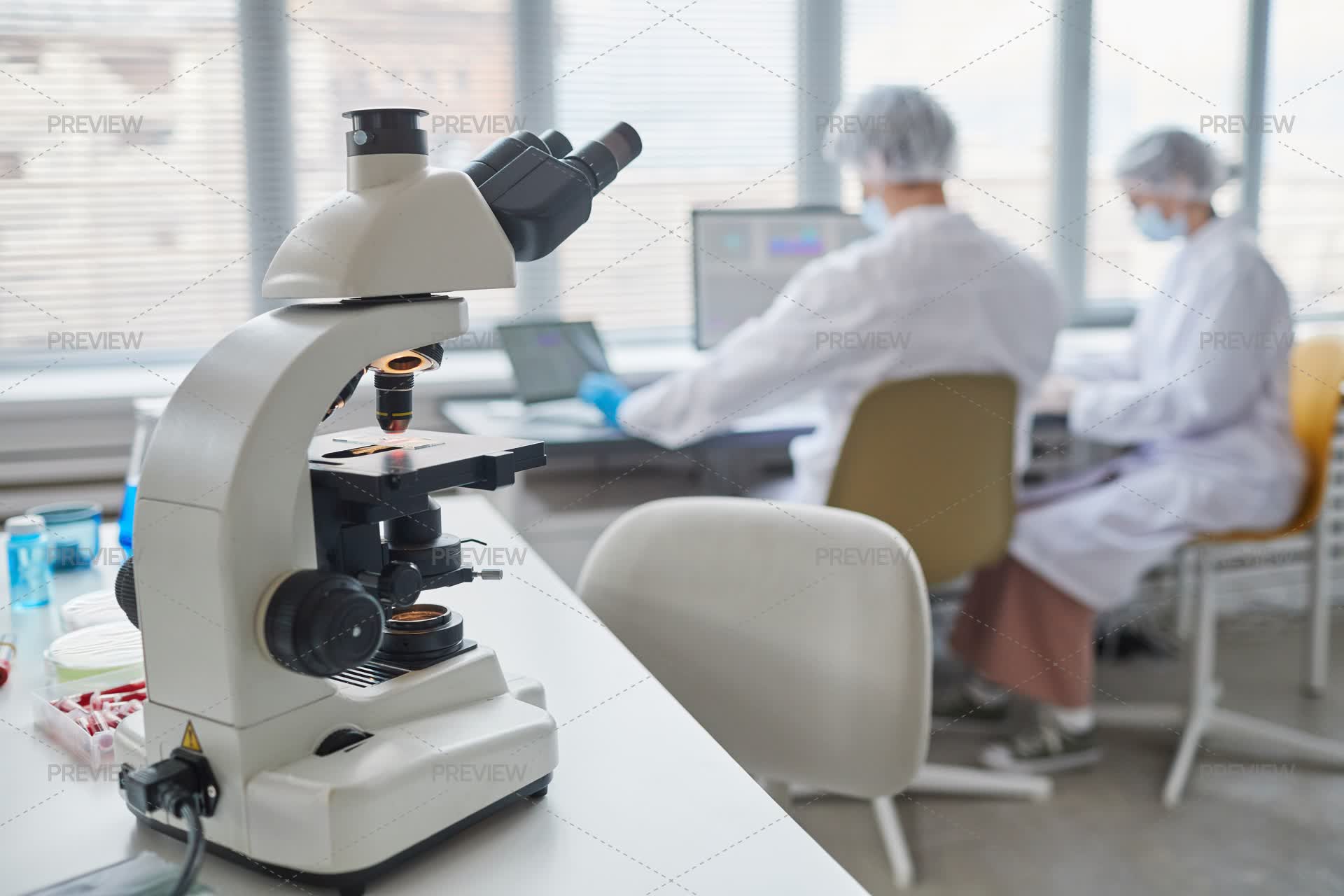 Modern Microscope In The Laboratory - Stock Photos | Motion Array