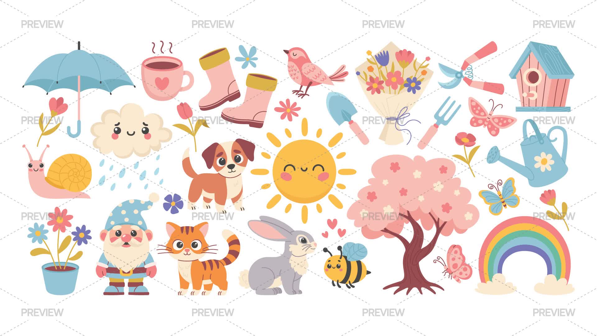 Cute Spring Elements - Graphics | Motion Array