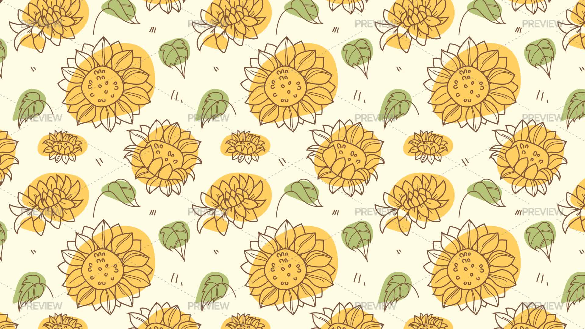 Seamless Floral Pattern With Sunflowers - Graphics | Motion Array