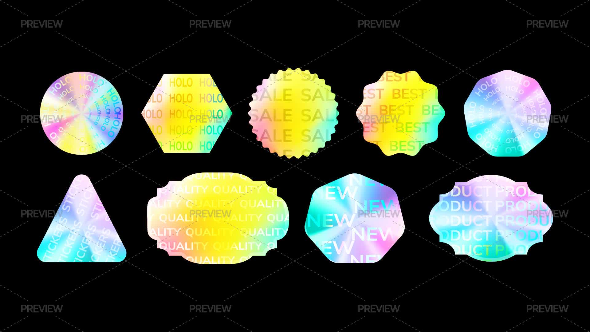 Foil Holographic Stickers - Graphics | Motion Array