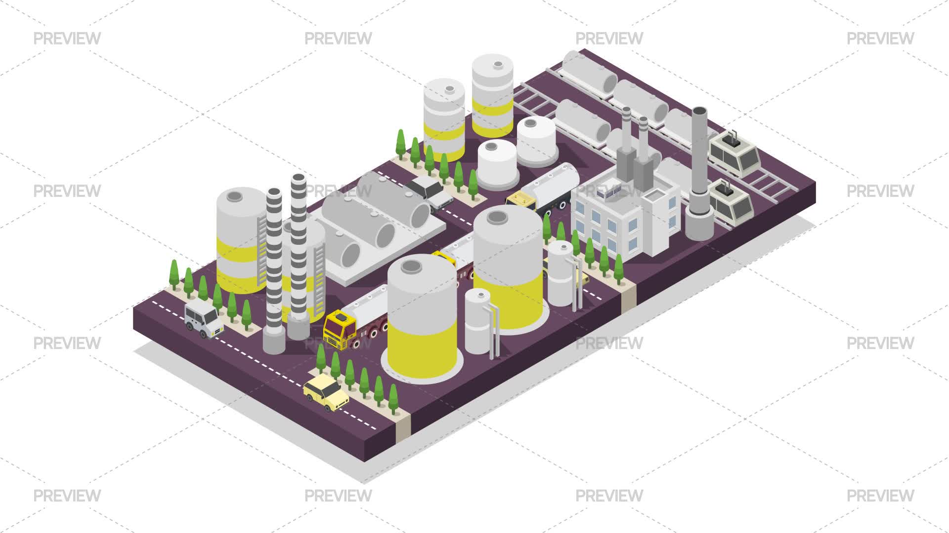 Isometric Oil Refinery - Graphics | Motion Array
