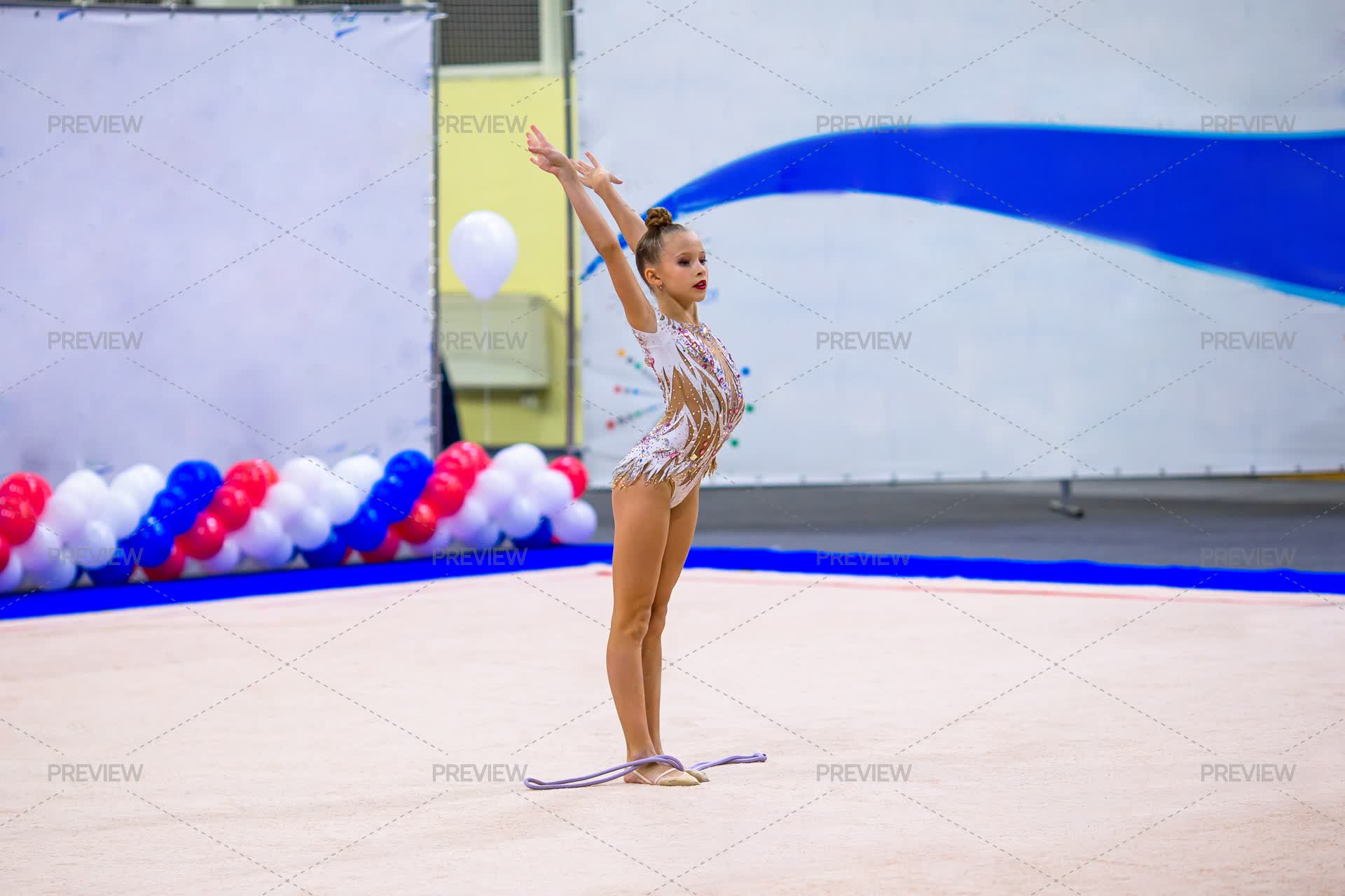 Gymnastics Spring Routine Starting Gymnastics Routine - Stock Photos | Motion Array