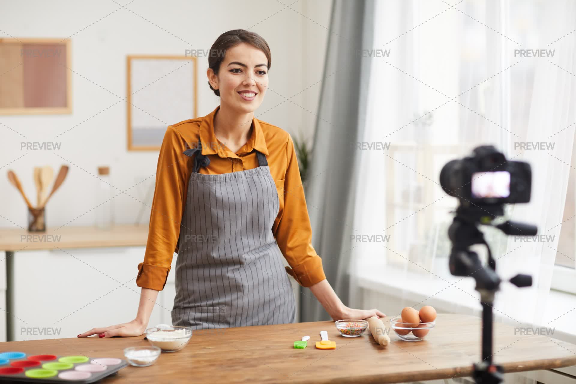 Kitchen Video Set Filming Cooking Video In Kitchen - Stock Photos | Motion Array