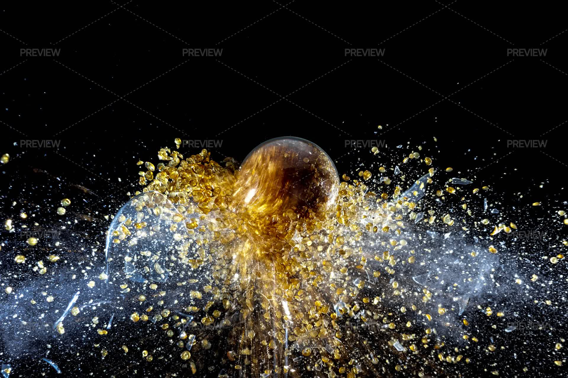 Golden Ball Exploding - Stock Photos | Motion Array